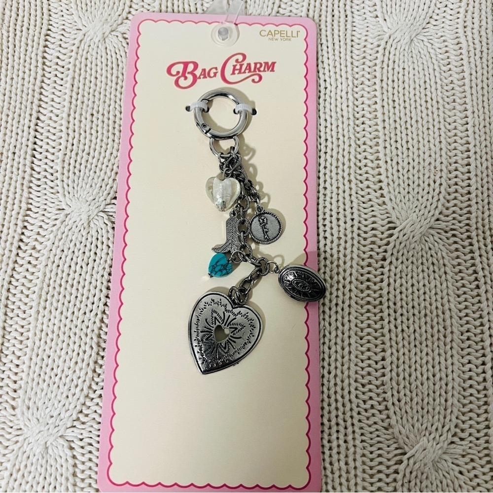 Capelli NY Bag Charm/Keychain with Wester Style Theme Heart Cowboy Boot Locket